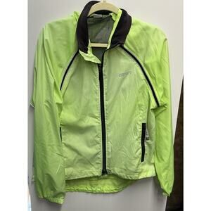 Canari Cycling Light Weight Green Faded Jacket Sz M Removable Sleeves W/Stains